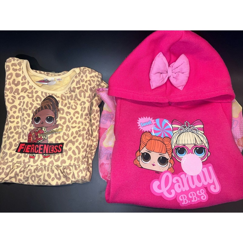 Lot Of 2 LOL Surprise Girls Glitter Glam Hooded Dress & Bow Dress Size 6